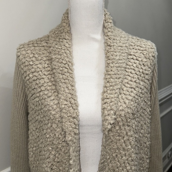 Chico's Nub Knit Open Front Cardigan Wool Blend Women's Size 2 Tan Beige - Picture 3 of 14